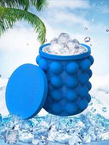 1件裝 矽膠 2合1 製冰盒，便攜式 Ice Genie 冰桶兼冰模托盤附蓋，省空間冷凍室製冰工具，調酒冷飲吧配件，居家酒吧、露營車、宿舍必備廚房小幫手，適合萬聖節、感恩節、聖誕派對 - 彩色 - 查看 2