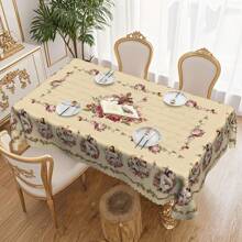 1 pieza Mantel de Pascua de primavera, con estampado de cordero y flores, en estilo rústico vintage, disponible en tamaños redondo y rectangular, adecuado para primavera/verano, hogar, cocina, comedor, patio, uso interior/exterior para las festividades de Pascua, es una gran idea de regalo