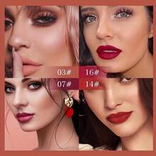 CmaaDu 6pcs Waterproof Liquid Lipstick Set - Nude, Dark Brown & Matte Red Shades | 24-Hour Long-Lasting Lip Gloss | Music Festival Ready | Suitable For All Skin Types - 彩色 - 查看 4