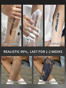 1Pc Fake Tattoo Temporary Tattoos Semi Permanent Tattoo Koi Carp Traditional Waterproof Sweatproof Last For 1-2 Weeks Realistic Herbal Juice Anti-Friction Non-Reflective Black For Woman And Men Tattoo Stickers For Arm, Chest, Leg, Abdomen, Waist, Finger, Neck, Spine, Modernist Body Art - Black - View 8