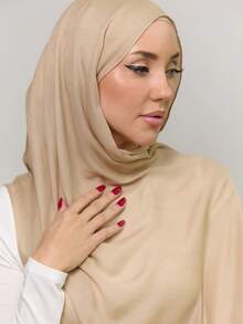 1 Stück Damen Einfarbig Großer Größe Sport Kopftuch, weiches Kopftuch mit breitem Rand, vielseitiger Sonnenschutz Kopftuch Hijab, geeignet für tägliches muslimisches Außentragetuch - Verschiedenfarbig - Übersicht 5