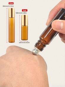 5pcs Essential Oil Roller Bottles, Brown Tinted Glass Roller Bottles With Stainless Steel Roller Balls And Caps, Perfume Sample Vials, Refillable Fragrance Containers, Empty Roller Ball Glass Bottles With Rollers, Deodorant Containers, Convenient For Travel, Essential For Perfume And Lip Gloss Travel - Brown - View 10