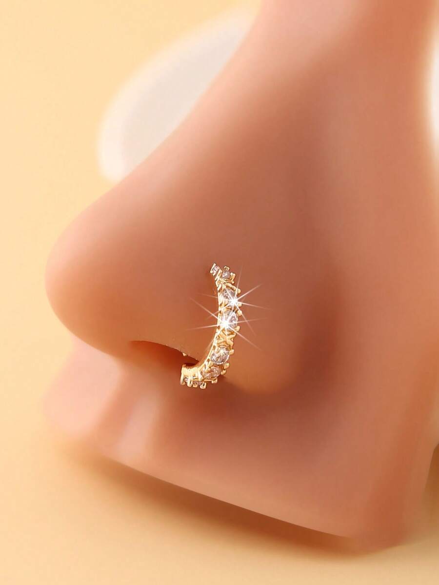1 piercing de nariz decorado com zircônia cúbica brilhante - adequado para festas, presentes e comemoração do Ano Novo Chinês, joia para nariz