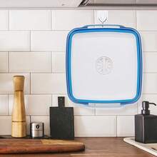 New 2.4 Gal(9L) Collapsible Dish Basin  Drain Plug, Space Saving Outdoor Multiuse Foldable Sink Tub, Dishpan,  Storage Tray For Camping, Vegetable Washing, RV (Sky Blue)