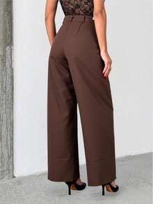 STRAIGHT PANTS WITHOUT FRONT PLEATS IN AMARANTE - 咖啡棕 - 查看 2