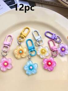 Transparenter bunter Lotus Blumen Schlüsselanhänger, Accessoires für Frauen und Studenten, Kopfhörertasche, Autodekor, Halloween bunte kleine Blumen Schlüsselanhänger, süße Schlüsselanhänger Anhänger, Taschenzubehör, Kopfhörer Dekorationen - Verschiedenfarbig - Übersicht 12