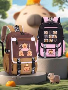 新款可爱小学背包，男女童通用，适合1-6年级，6-12岁儿童，轻便，卡通设计 - 皮卡巴拉蓋板包 - 查看 1