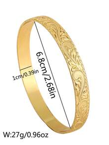 Size7-10 1pc 10MM Hawaiian Heritage Copper Bangle, Scroll Design Bracelet, Beach Jewelry, Island Style Jewelry, Stackable - Gold - View 11