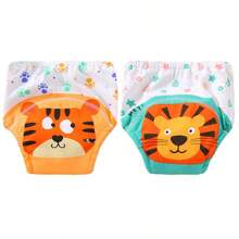 4 Stück dünne positionierte Tierdruck Baby Jungen/Mädchen Trainingshosen, weich & bequeme wiederverwendbare Stoffwindeln, unverzichtbares Geschenk für Babys