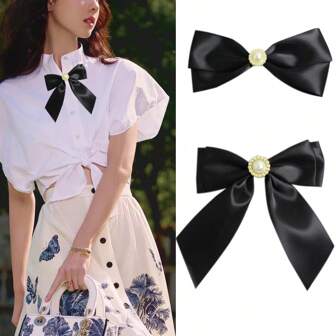 1pc Bowknot Style Cute Brooch, Daily Wear Decorative Lapel Pin, Korean Fashion School-Style Graduation Shirt Accessory Backpack For School
