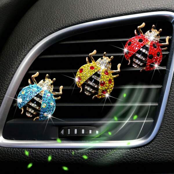 1pc Shining Seven Star Ladybug Car Air Outlet Decoration, Car Aromatherapy Decoration, Suitable For Men's And Women's Cars