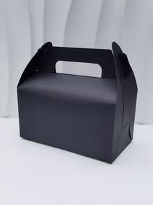 10 件/50 件 6.4 X 3.6 X 3.1 英寸 300gsm 纸板山墙糖果盒，纯白色牛皮纸黑色带手柄小糖果盒非常适合圣诞派对礼物、婚礼、生日、毕业派对装饰