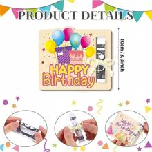 4 paquets de cartes de vœux d'anniversaire thème anime, porte-monnaie en bois fabriqué pour cadeau d'argent, rangement unique pour l'argent pour tous les bénéficiaires, porte-carte d'argent en bois découpé au laser, cadeaux d'anniversaire amusants et décoration pour la maison
