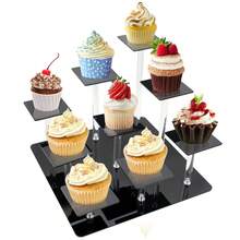 1 Pc Acrylic Multi-Layer Cupcake Display Stand, Dessert Tray Rack Holds Up To 9 Cupcakes, Suitable For Perfume, Figurines, Desktop Display - Multicolor - View 3