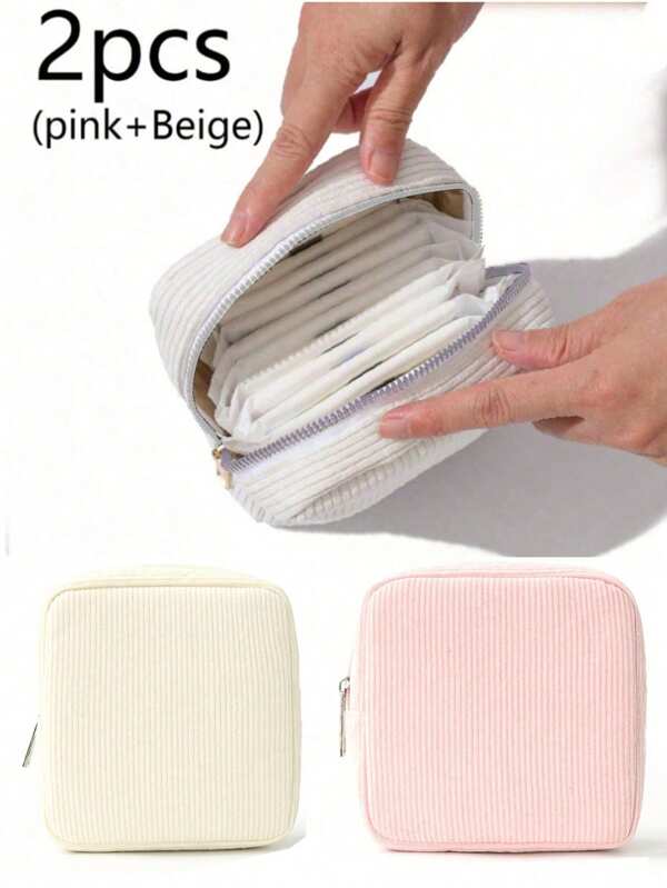 1 pieza Bolsa de almacenamiento de toallas sanitarias con mecha de linterna en 4 colores, bolsa de cosméticos pequeña, bolsa de viaje para artículos de tocador, bolsa con cremallera linda tipo mochilero adecuada para la escuela, el trabajo, los viajes, bolsa de cosméticos, bolsa de cuidado de la piel