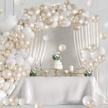 104pcs Pearl Satin White Balloon Arch Kit, Includes Pearl Satin White Transparent Balloons For Baby Shower, Wedding, Bridal Shower, Engagement, Baby Shower, Birthday Party Decoration