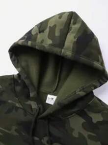 Men's Autumn/Winter Casual Hooded Camouflage Sweatshirt, Long Sleeve Top - Army Green - View 4