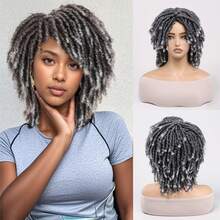 More Beautiful Full Curly Crochet Braided Wig | Natural Synthetic African Dreadlock Curly Hair, Short Twist Design, Breathable Layered Bob Cut, 4 Colors (Black/Brown/Copper/Gold) - Daily & Cosplay Replacement Wig - T1B-h# - View 1
