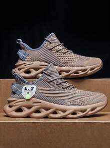 Men's Breathable Lightweight Mesh Hollow Openwork Sole Sneakers, New Style Summer Mesh Shoes, Soft & Comfy Mesh Shoes, Outdoor Sports Shoes, Asymmetrical Pattern, Plus Size ,Gym