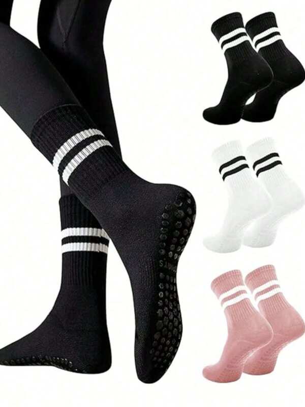 38-42 /1-2pairs Non Slip Yoga Socks For Women Anti-Skid Long Socks For Yoga, Pilates Grippy Socks With Grips For Women Yoga Non Slip Long Socks For Pure Barre, Ballet,Dance Workout