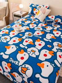 1pc Soft & Comfortable Bedsheet, Skin-Friendly Mattress Protector, Gift For Valentine's Day, Cartoon Love Geometric Pattern Bedsheet Set, Heart-Shaped Design Bedding Set, Home Decor, Fits Twin/Full/Queen/King Size Bed, Washable