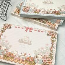 Notebook With 30 B5 Tear-Off Lined Notepaper, Cute Teddy Bear Design, Pastoral Style, Highly Attractive Gift School Supplies,Back To School