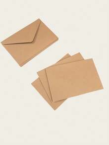 50pcs/Pack Mini Kraft Paper Envelopes, Brown Kraft Paper Envelopes Suitable For Gift Cards And Business Cards - Cowhide - View 3