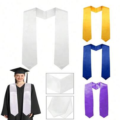 AFYPRTY 1 chiếc khăn choàng tốt nghiệp màu trơn, tua rua satin vàng, unisex, dành cho người lớn, dùng trong lễ tốt nghiệp, chụp ảnh tốt nghiệp, tiệc mừng tốt nghiệp, dài 182cm/71.6in, trang trí Giáng sinh, quà Giáng sinh cho gia đình, đồ trang trí Giáng sinh