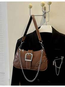 带扣装饰链条包 女士小号单肩包 钱包 Y2K 流浪包 手提包 手拿包 90 年代 Y2K 女士包