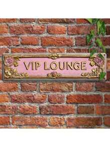 1 Stück Retro 2D flaches Metallschild "VIP LOUNGE" von hoher Qualität, modische Wanddekoration, UV-Druck, mit Vorbohrlöchern für Heimdekoration, Bad, Küche, Wohnbereich und gotische Wanddekoration oder als einzigartiges Poster, 10 x 40 cm