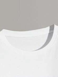 Men's Casual Short Sleeve T-Shirt With Slogan Print, Summer - White - View 6