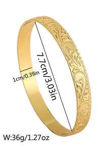 Size7-10 1pc 10MM Hawaiian Heritage Copper Bangle, Scroll Design Bracelet, Beach Jewelry, Island Style Jewelry, Stackable - Gold - View 9