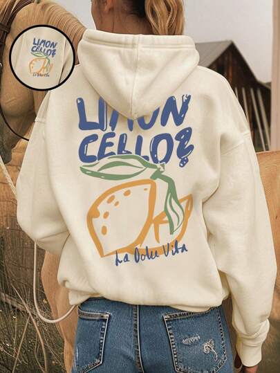 Damen Neue Cartoon Grafik Muster Lässig Lose Passende Pullover Langarm Fleece Kapuzen Sweatshirt, Winter