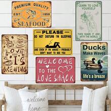 Metal Plaque Vintage Metal Wall Art Ducks Make Waves Life's A Breeze 
 Poster Metal Decor Vintage Retro Minimalist Design For Home Decor Man Cave Wall Decor Beautifully Enhancing Your Space 12x8 Inch - Green - View 5