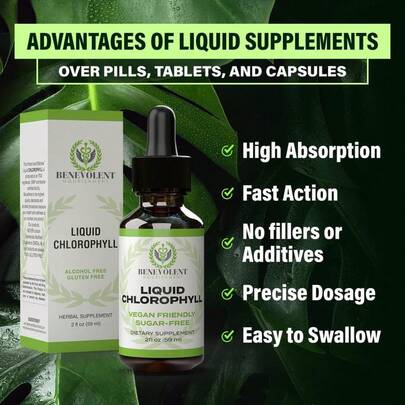 Natural Deodorant And Detox - Gut Support Healthcare Liver-Liquid Chlorophyll Drops (4 Month Supply) Healthcare Supplement