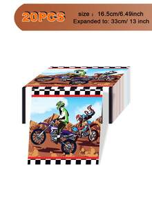 10 件越野摩托车派对盘子、9 盎司杯子和餐巾派对用品摩托车主题派对餐具套装越野摩托车越野自行车派对装饰礼品生日、淋浴、服务 10 - 彩色 - 查看 13