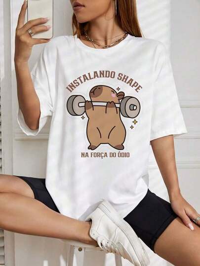 Camiseta de academia CAPIVARA, INSTALANDO O SHAPE, camisa de treino  maromba fitness plus size