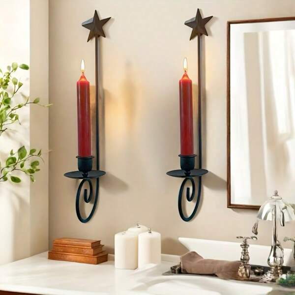 两套五角星壁挂烛台，适合家庭使用