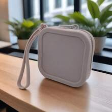 Organizador de silicona vintage, monedero, bolsa impermeable con cremallera para auriculares, bolsa de viaje para estudiantes - Gris Claro - Ver 3