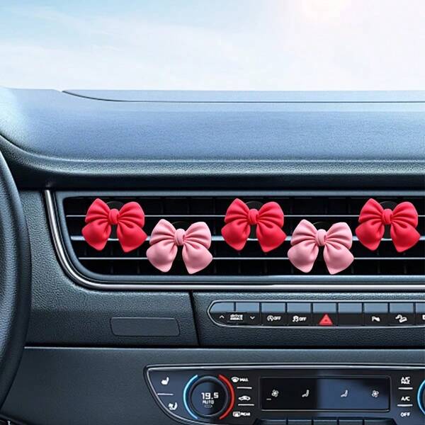 5pcs Cute Bow Car Air Outlet Decoration, Car Fragrance Decoration, Suitable For Men's And Women's Cars