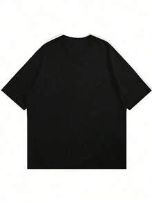 2025 Men's Casual T-Shirt, Round Neck Short Sleeve, Slogan & Letter Print, Summer/Hip-Hop Print T-Shirt T-Shirts For All Seasons - Black - View 2
