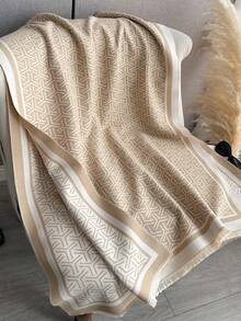 1pc Women Reversible Faux Wool Color Block Fashionable Versatile Air Conditioner Shawl Scarf, Thick & Warm For Daily Use, Autumn/Winter