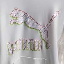 Puma Gold Logo Hooded Sweatshirt, Casual Training Knit Pullover, Graphic Sweatshirt - White - View 10