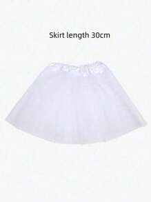 1 Piece 30cm Tutu, Mesh Princess Fluffy Skirt, Cosplay Skirt, Ballet Tutu Skirt, Birthday Party Cosplay Dress, Gauze Skirt, Halloween, Young Girl Solid Color Tutu Skirt, Mesh Fabric, Suitable For Casual And Stage Performance