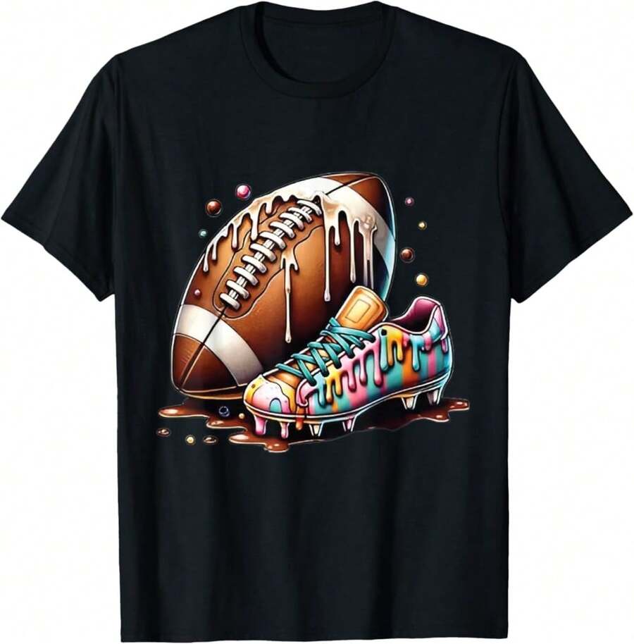 Football Ice Cream Sprinkles Fun Retro Design Sports Fans Soft T-Shirt