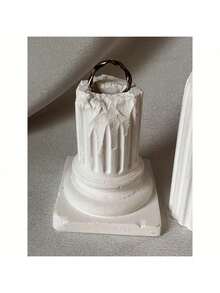 1pc Creative European-Style Retro Gypsum Weathering Fracture Roman Pillar Ring Display Stand Receiving To Window Display Prop Seat To Add Interest To Life, Jewelry Towers For Women Storage Organizer Travel Essentials Back To School Dormitory Storage - Multicolor - View 4