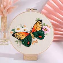 1 Set Hand-Embroidered Kit Materials, DIY Embroidery Hanging Painting Or Desk Decor, Random Color Embroidery Floss Included - Army Green - View 11
