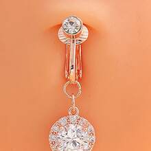 Fake Belly Small Zirconia Fake Belly Piercing Clip On Umbilical Navel Fake Piercing - Pink Diamond - View 3