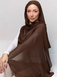 1 Stück Damen Einfarbig Großer Größe Sport Kopftuch, weiches Kopftuch mit breitem Rand, vielseitiger Sonnenschutz Kopftuch Hijab, geeignet für tägliches muslimisches Außentragetuch - Verschiedenfarbig - Übersicht 2