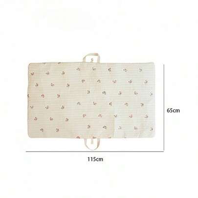 加厚新生儿刺绣棉透气午睡折叠便携床垫，适合户外野餐露营，带提手